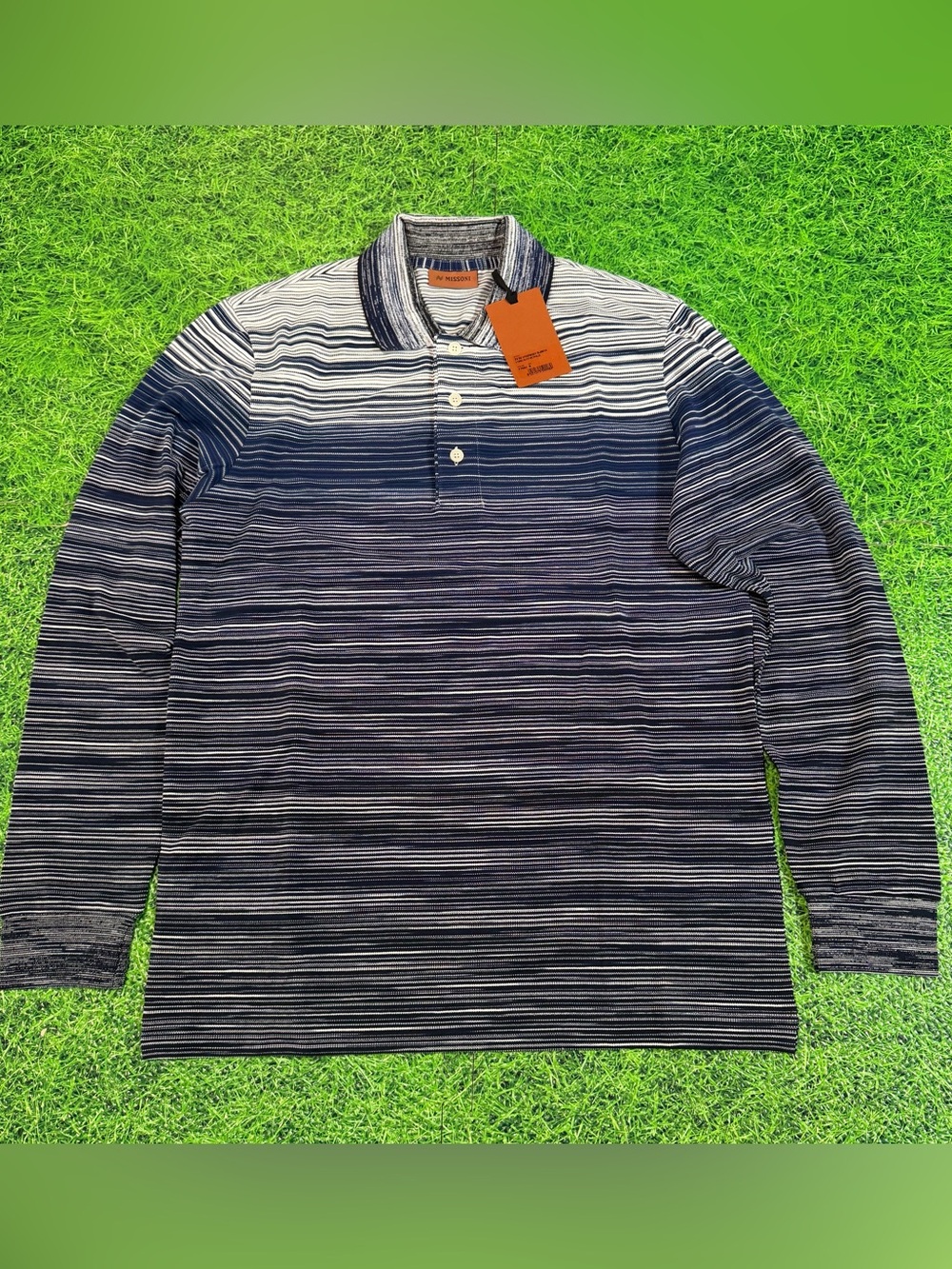 Missoni Men's Space-Dyed Pique Polo Long-sleeve Shirt Size Small 20x28 NWT